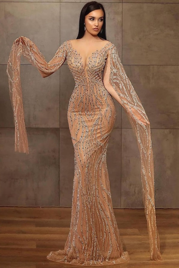 Showprettydess Strapless Long Tulle Mermaid Prom Dress with Beads-showprettydress