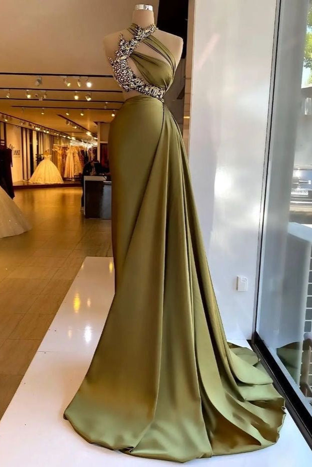 Showprettydess Stunning Beaded Sleeveless Long Prom Dress with Ruffles-showprettydress