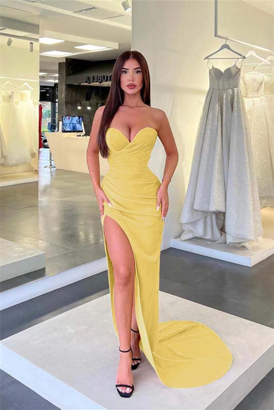 Showprettydess Sweetheart Sleeveless Mermaid Prom Dress with Pleats & Slit-showprettydress