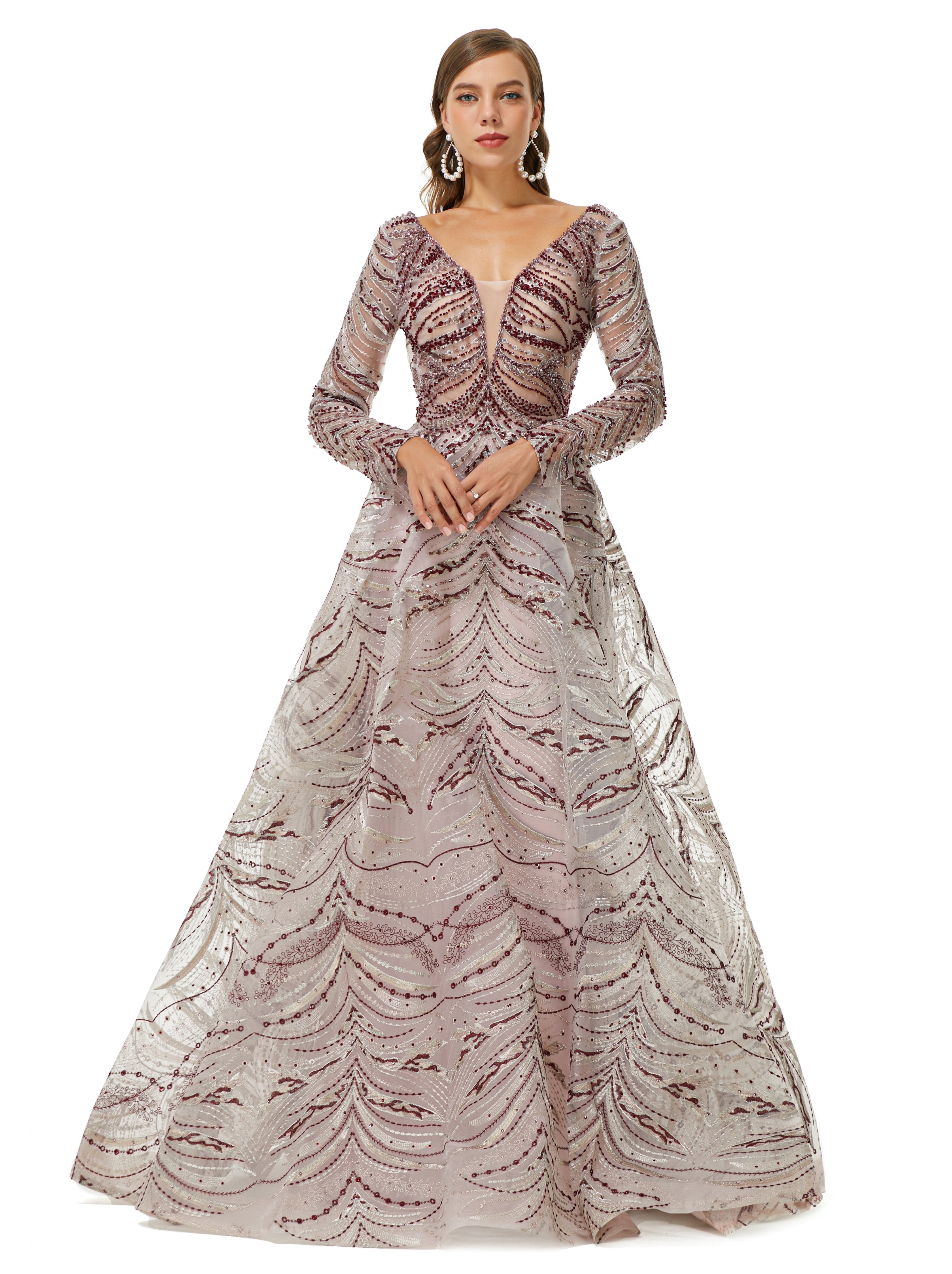 Showprettydress Design | Sparkle Beaded Long Sleeves Prom Dresses-showprettydress