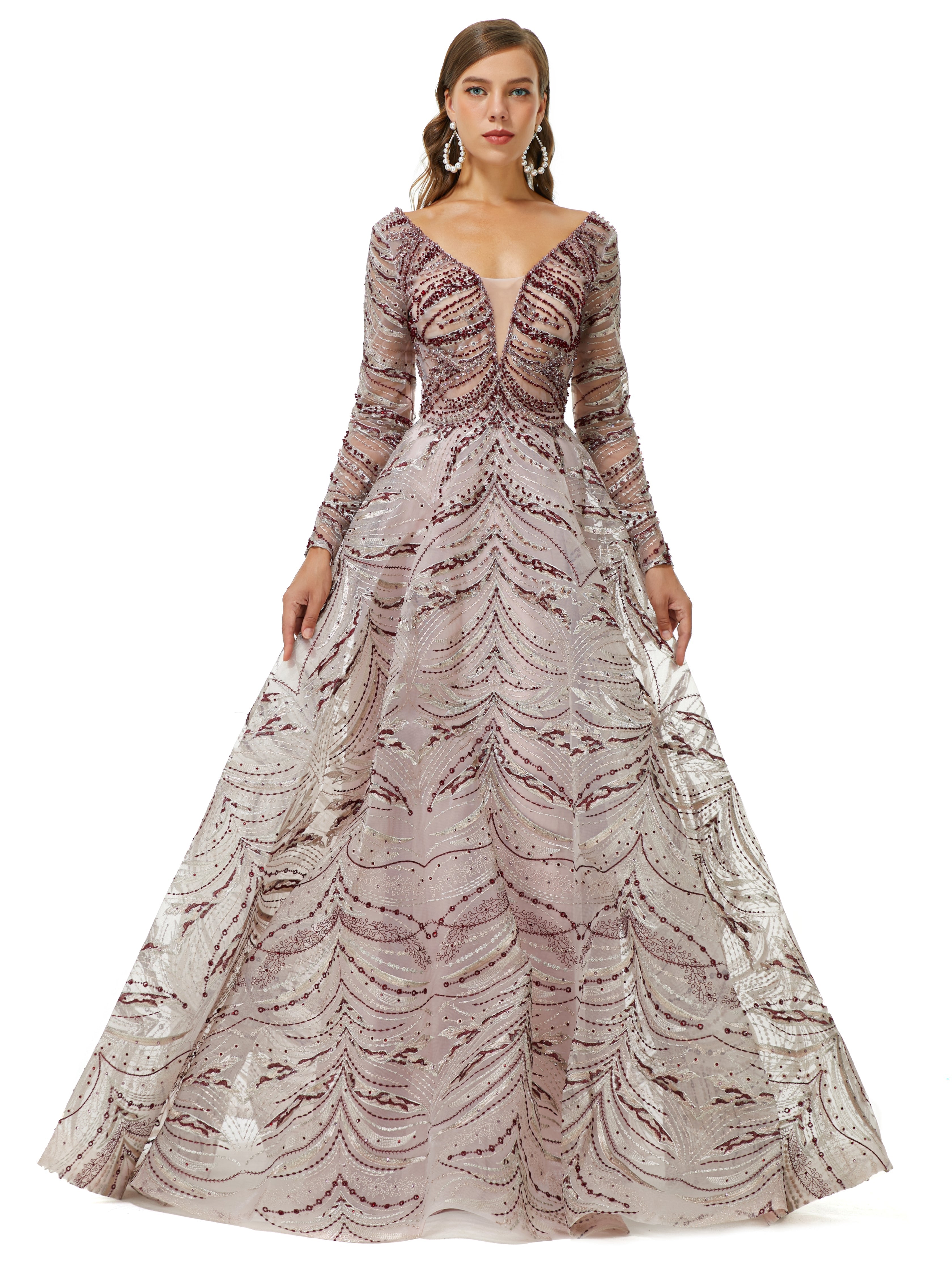 Showprettydress Design | Sparkle Beaded Long Sleeves Prom Dresses-showprettydress