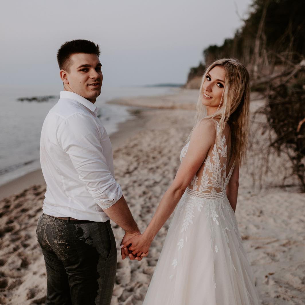 Simple Long A-line V-neck Open Back Tulle Lace Wedding Dress-showprettydress