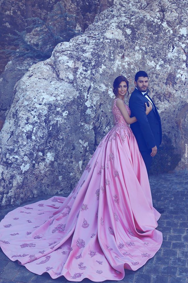 Sleeveless Candy Pink Evening Dresses On Sale Straps Appliques Chic Prom Dresses-showprettydress