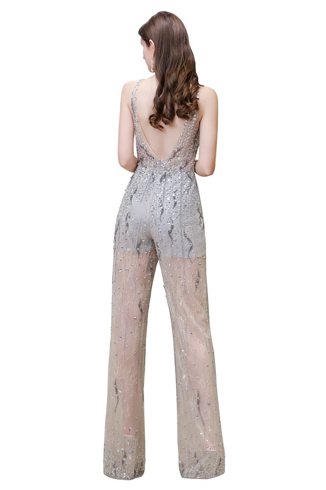 Sparkle Illusion High neck See-through Prom Jumpsuit-showprettydress