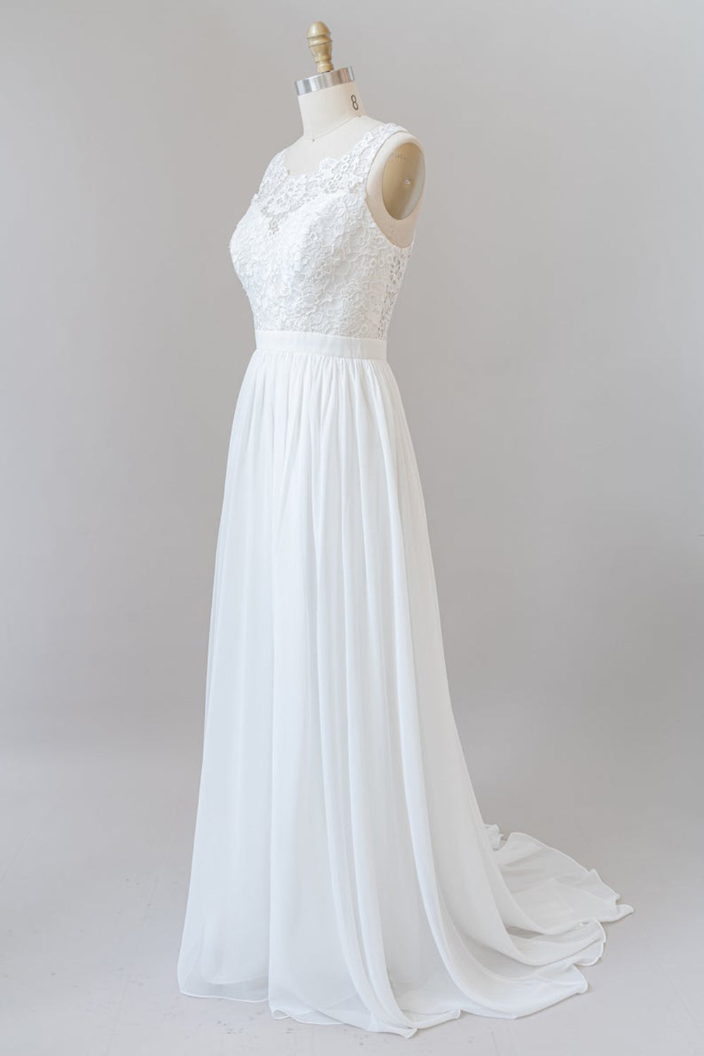 Straps Lace A-line Boho Wedding Dress-showprettydress