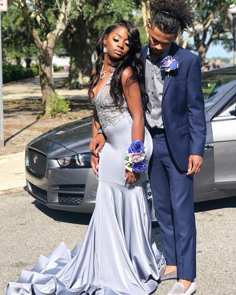 Stretch Satin V-Neck Evening Maxi Dress Sleeveless Mermaid Prom Party Gowns-showprettydress