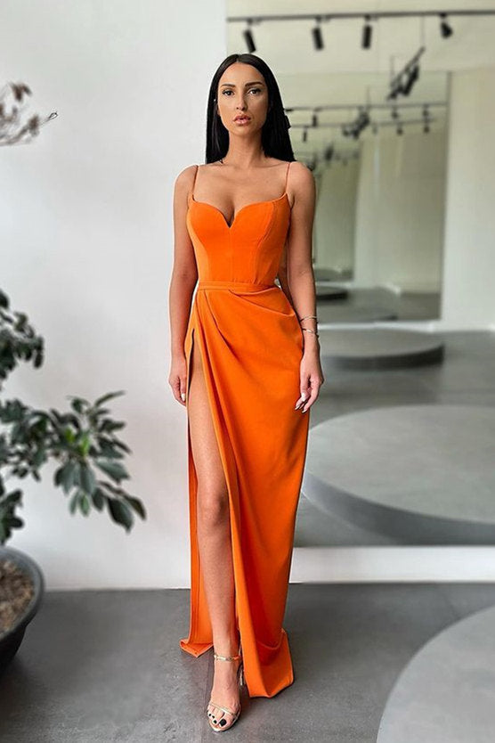 Stunning Long Mermaid Sweetheart Satin Prom Dress with Slit-showprettydress