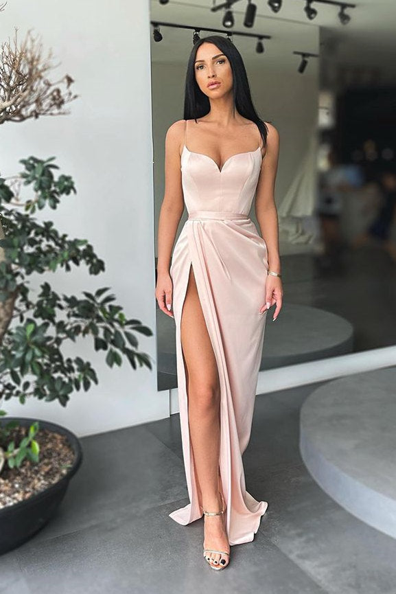 Stunning Long Mermaid Sweetheart Satin Prom Dress with Slit-showprettydress