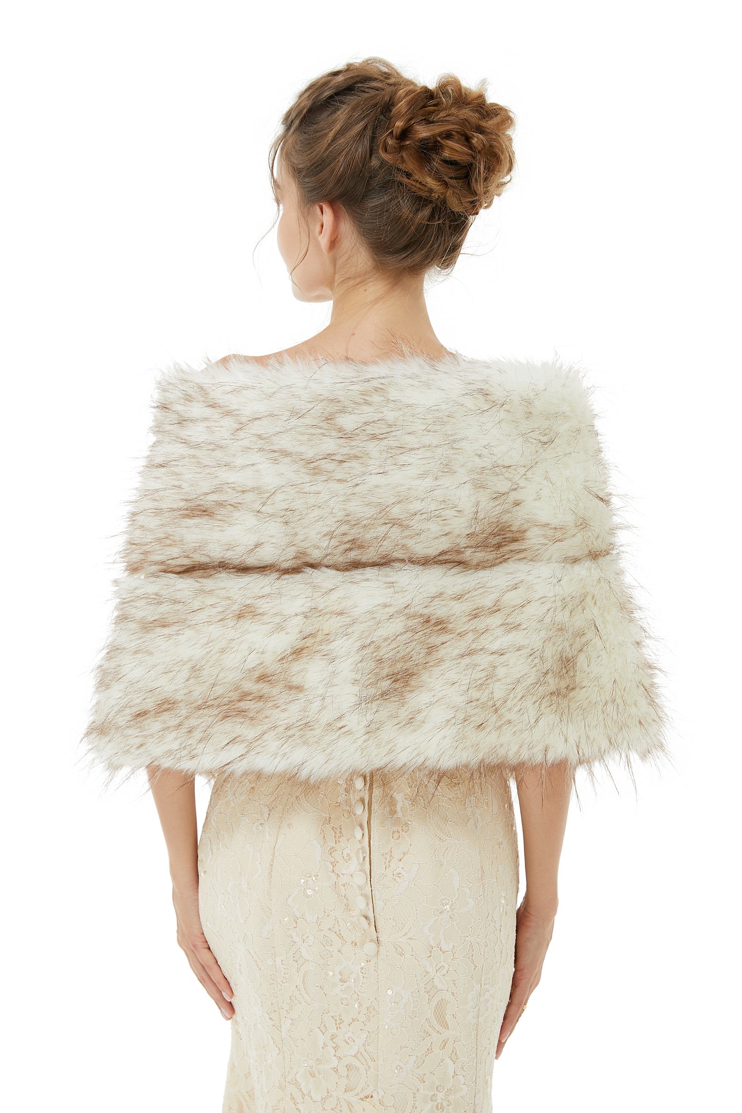Warm Light Brown Wedding Wraps Faux Fur Bridal Cover Up-showprettydress