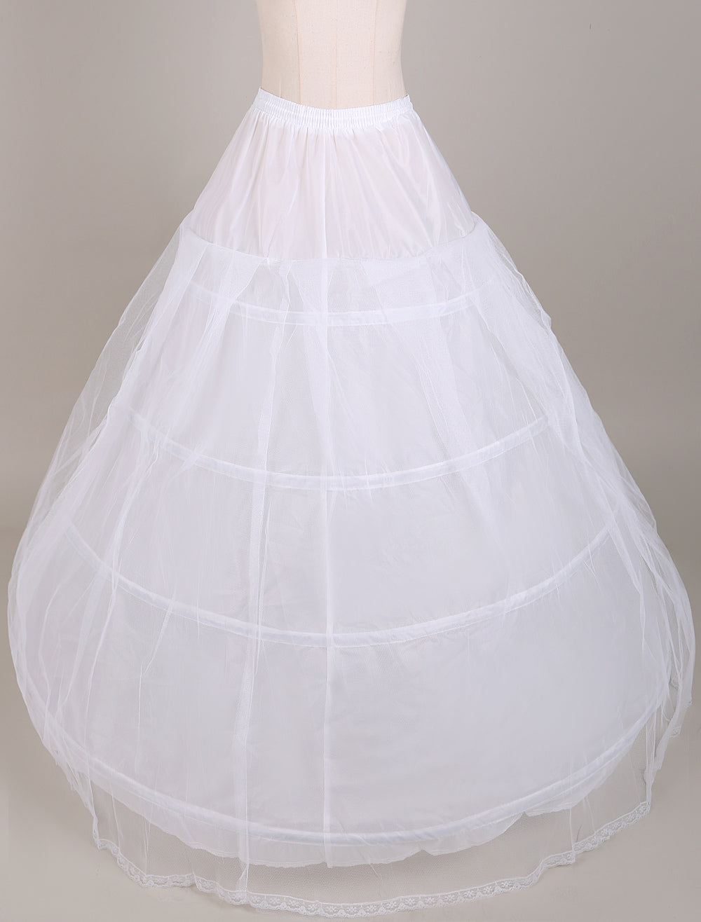White Ball Gown Style Bridal Petticoat with Drawstring Waist-showprettydress
