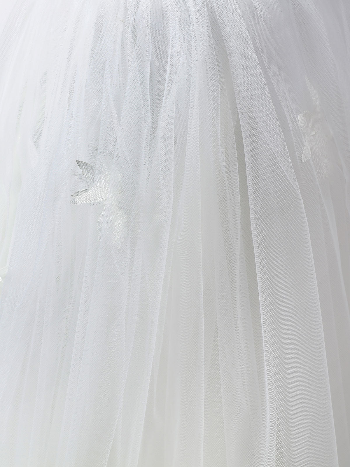 White Jewel Neck Short Sleeves Flowers Embellishment Tulle Lace Kids Social Party Dresses-showprettydress