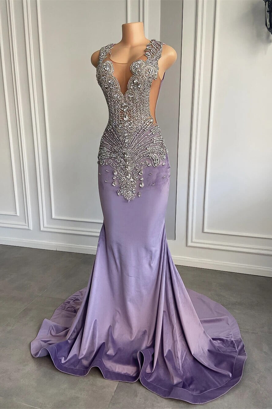 Mermaid Scoop Neckline Sleeveless Beads Long Prom Dress-showprettydress