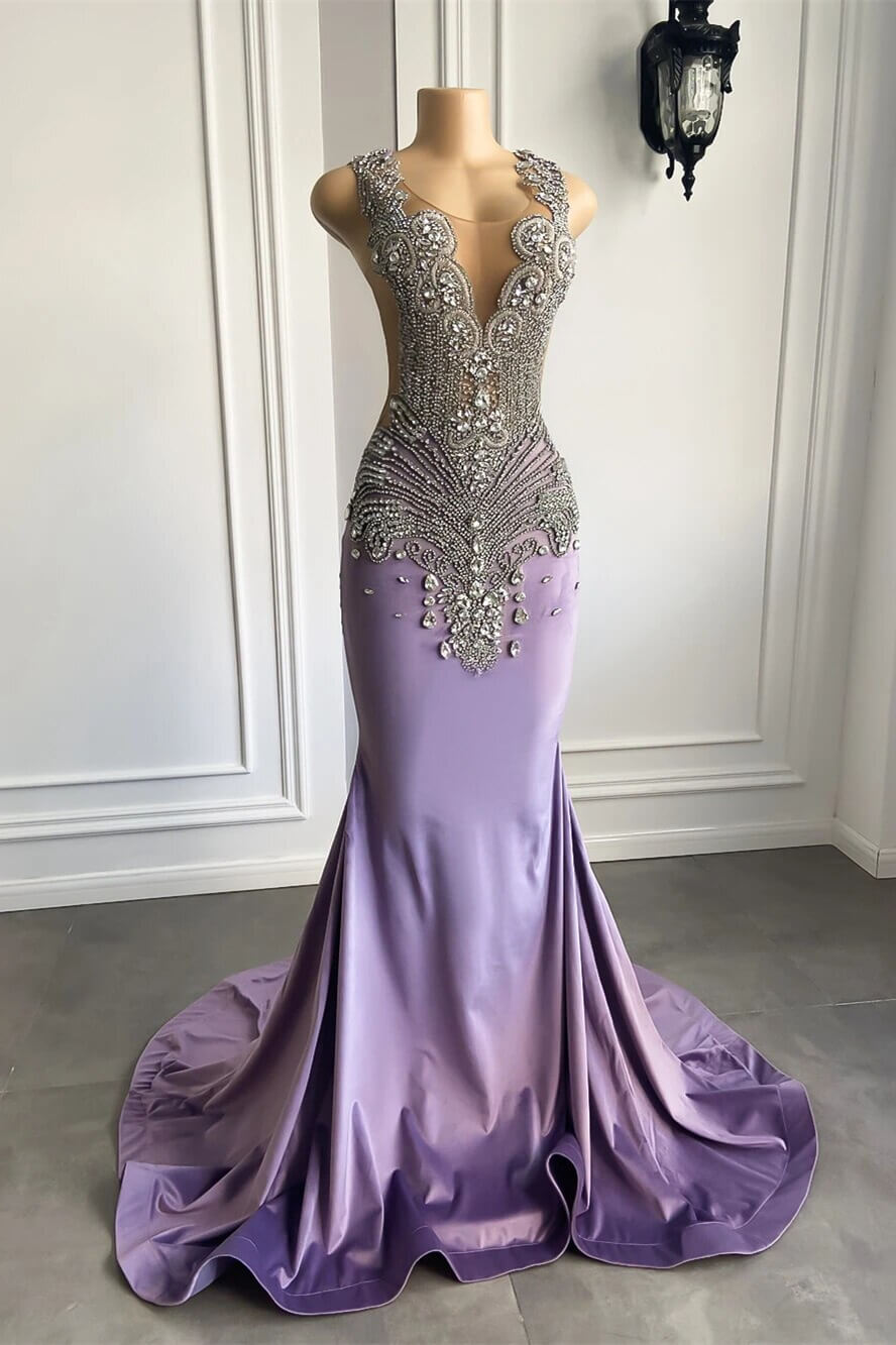 Mermaid Scoop Neckline Sleeveless Beads Long Prom Dress-showprettydress