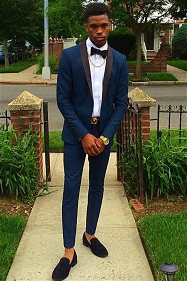 navy blue dress outfit men Navy Blue Classic Two Piece Men Suit for Prom
