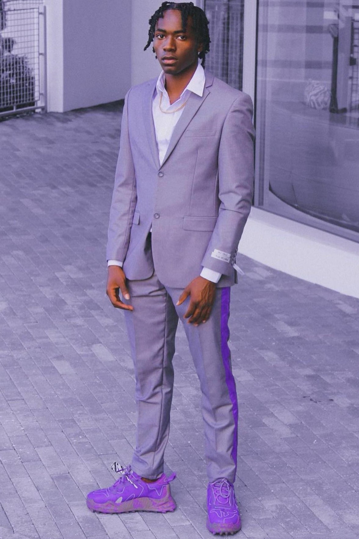 Purple Notched Lapel Bespoke Prom Suit