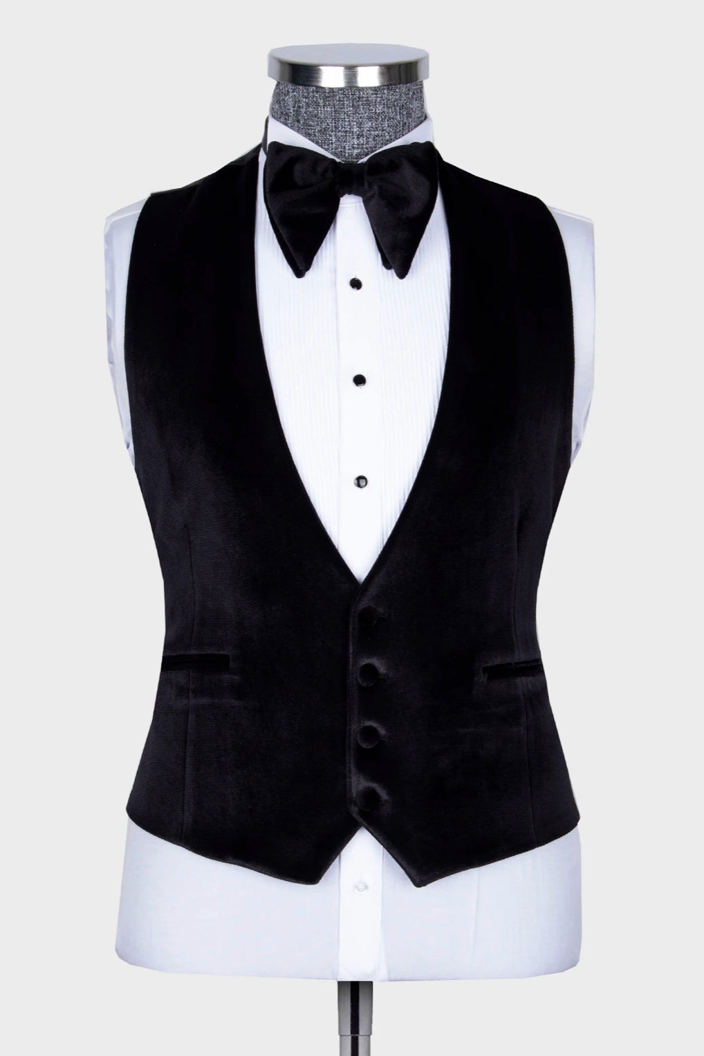 Navy Blue Velvet 3-Piece Peaked Lapel Prom Suit with Gold Beadings