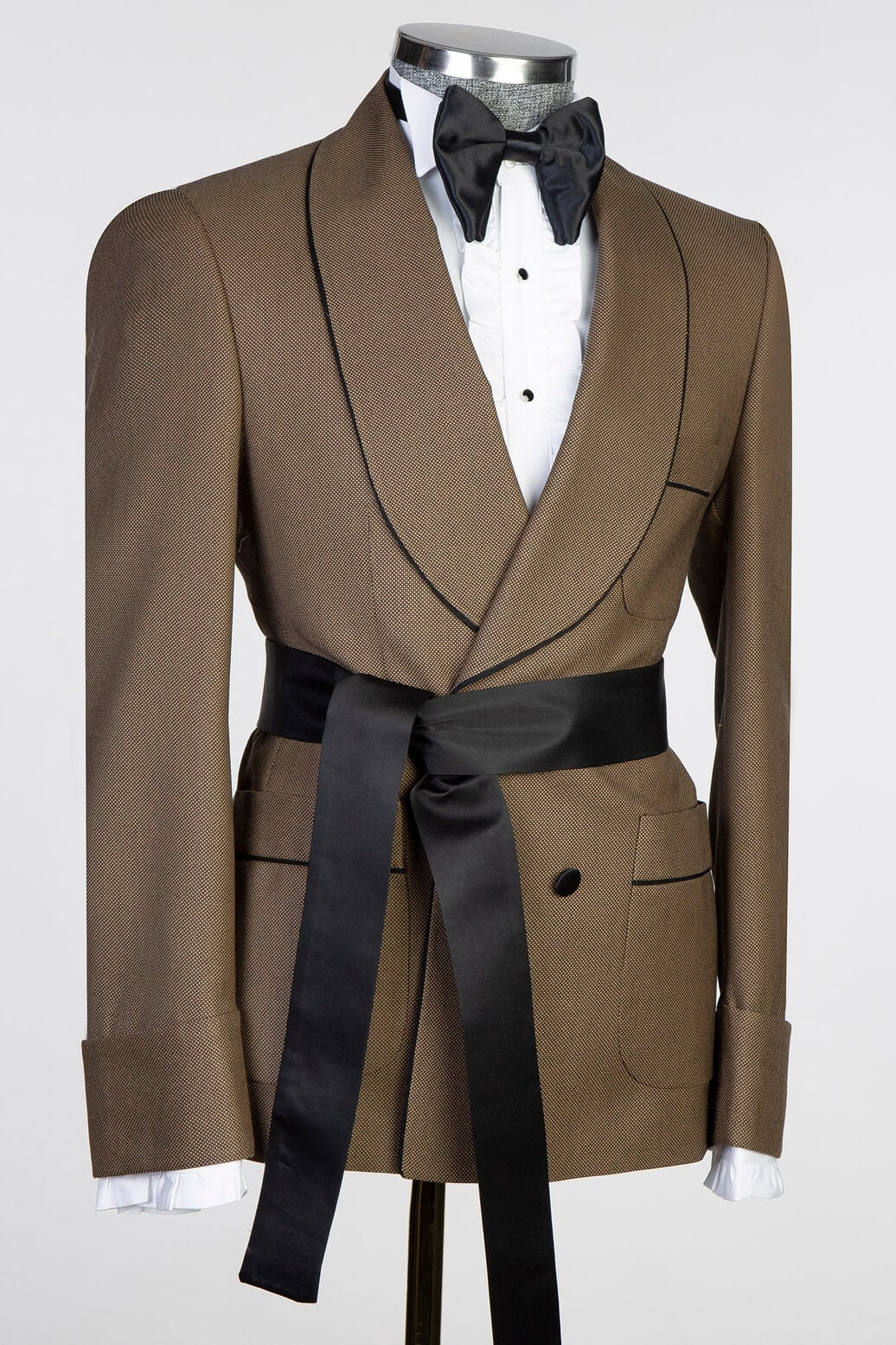 Golden Brown Formal Suit with Black Sash for Wedding