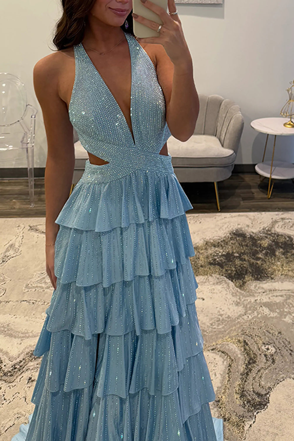 Dark Green Sparkly A Line Beaded Long Corset Prom Dress with Slit