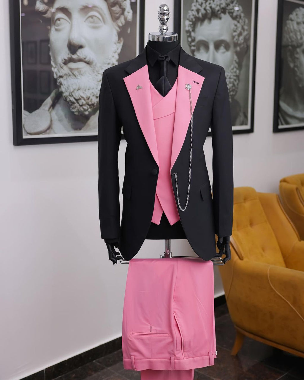 Look Sharp in the Hot Yellow Prince Prom Suit with Peaked Lapel main image 1