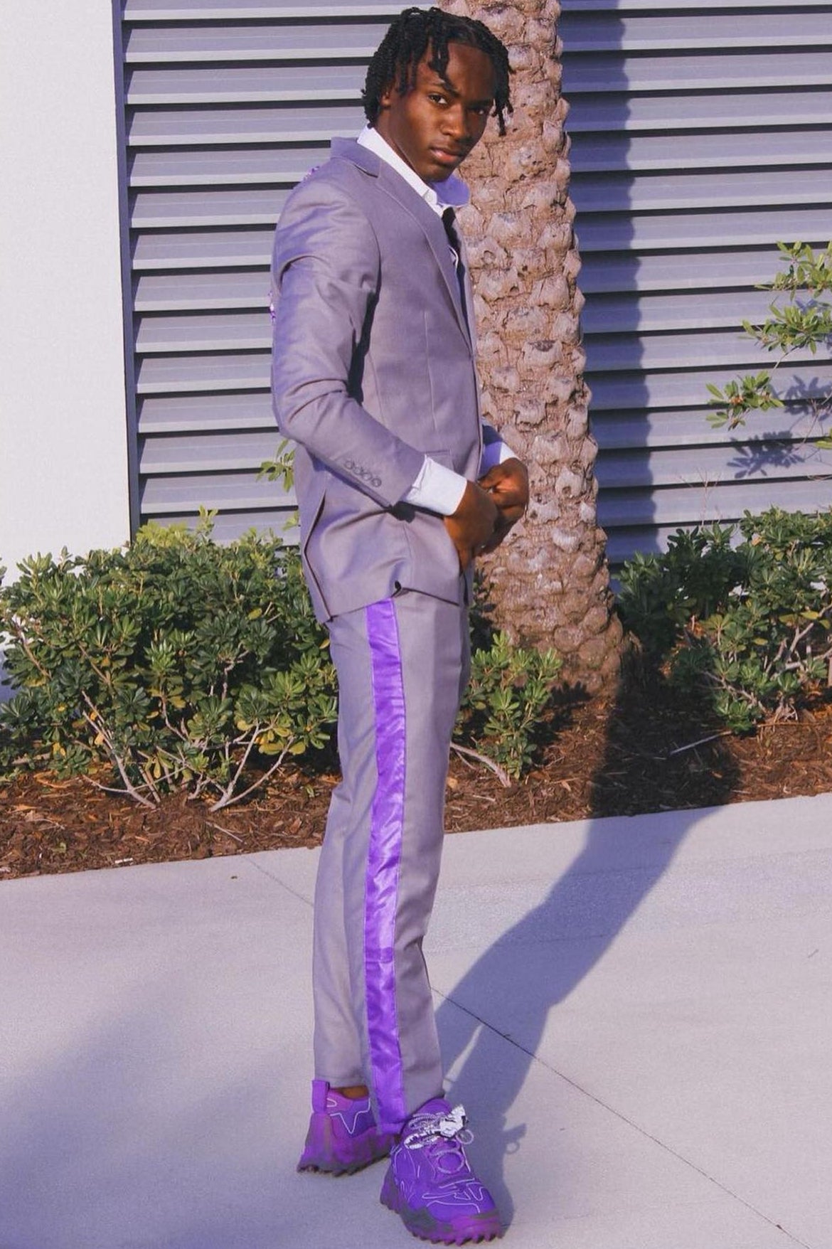 Purple Notched Lapel Bespoke Prom Suit