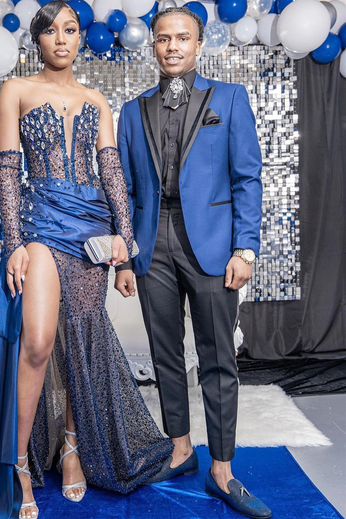 Navy Peaked Lapel Bespoke Prom Suit