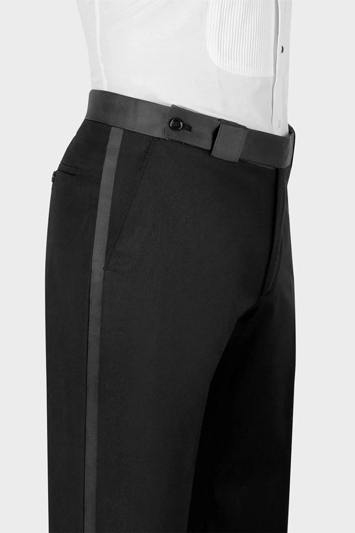 Golden Button White Wedding Suit with Black Edge