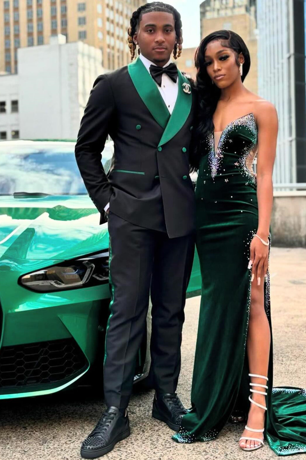 Black Shawl Lapel Double-Breasted Prom Suit