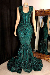 Elegant Long Mermaid Satin Lace Sleeveless Formal Prom Dress
