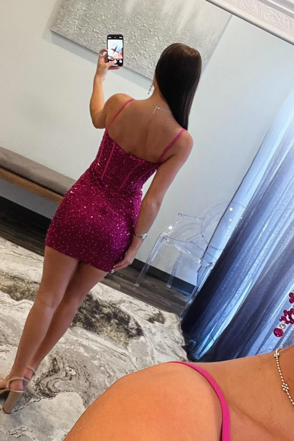 Sparkle Straps Sweetheart Mermaid Short Homecoming Dresses