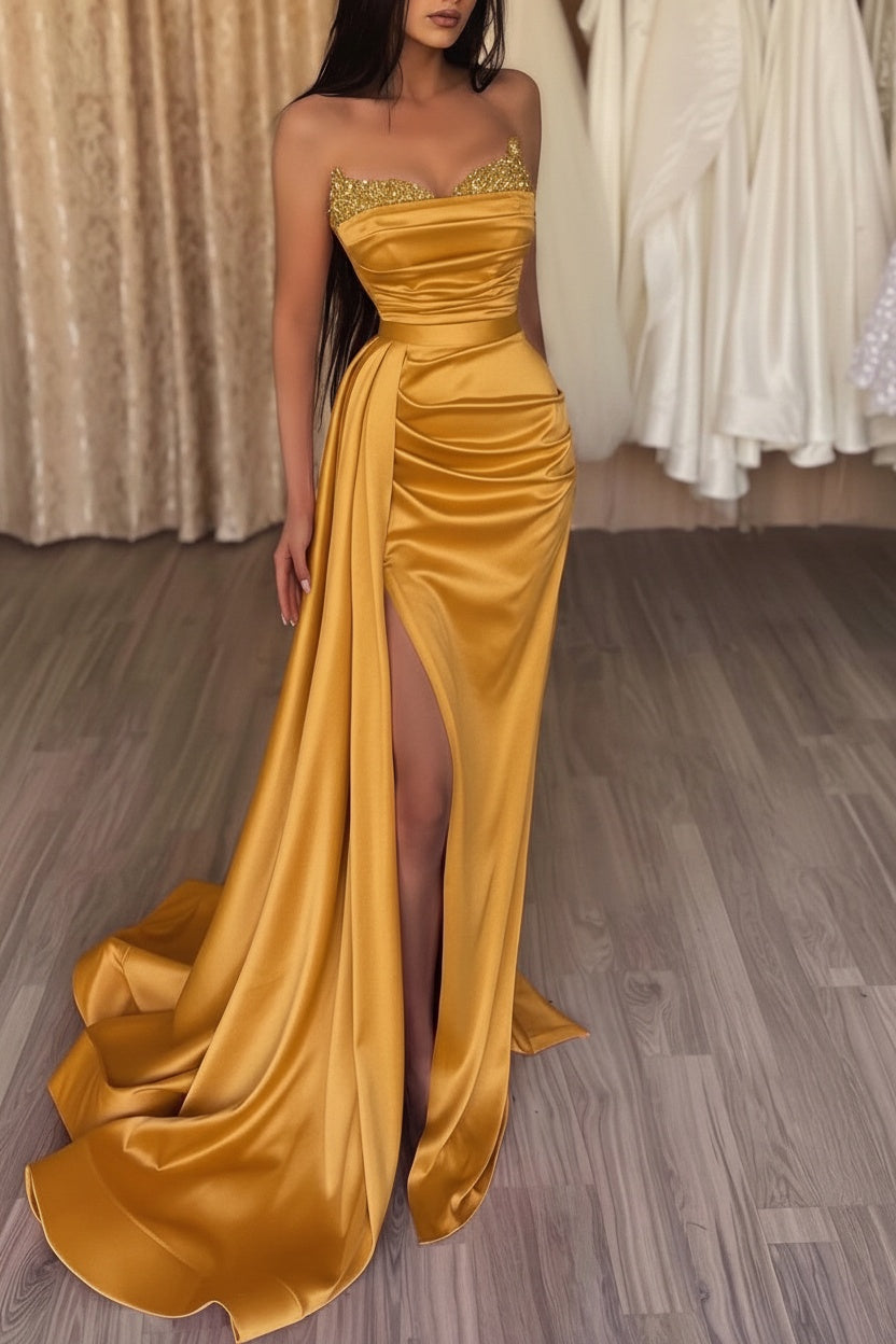 slim fit dress slacks Sunshine Elegance Yellow Formal Maxi Dress - 8 main image 1