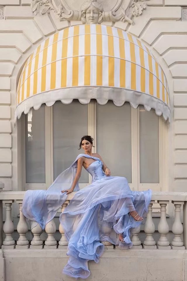 Luxurious Dusty Blue Strapless Sleeveless Prom Dresses A-Line With Lace-Up Back