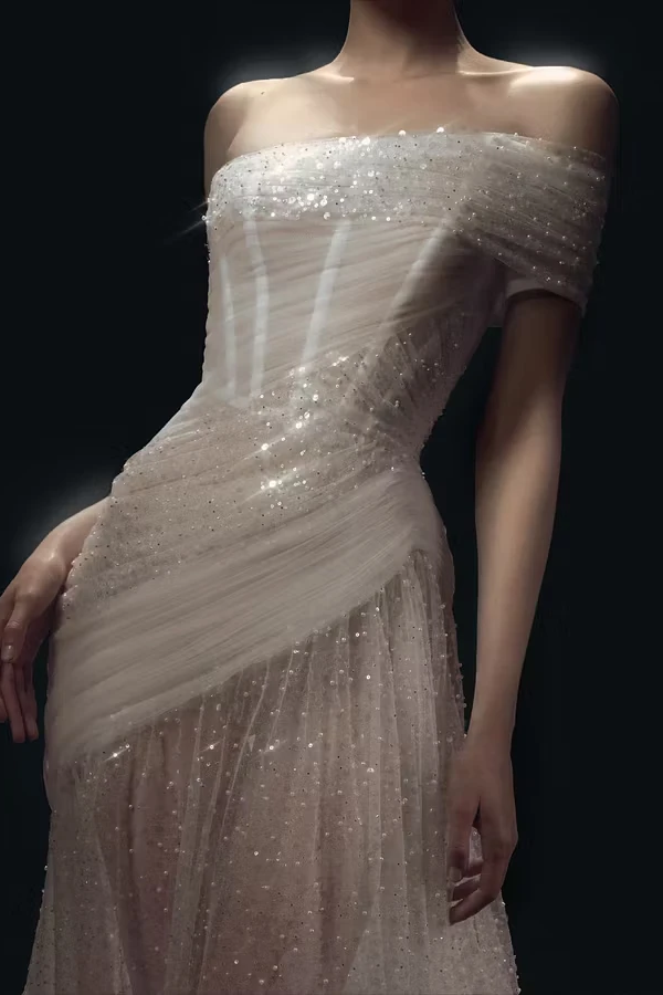 Graceful One Shoulder Mermaid Prom Dresses Sheath Beads With Pleats