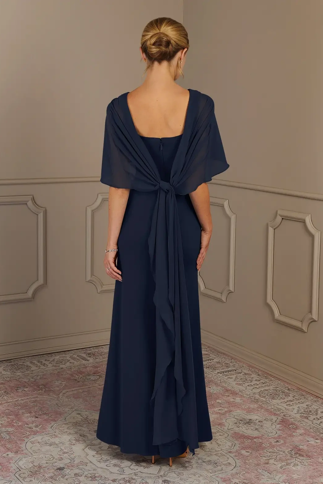 Glamorous Navy Blue Mermaid Satin Prom Dresses Column Floor Length With Zipper