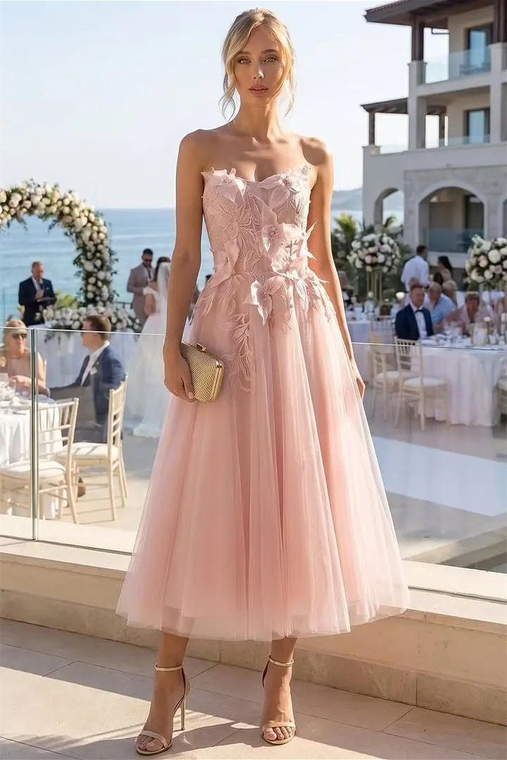 Glamorous Dusty Rose Sweetheart Strapless Sleeveless Tulle Wedding dresses Ankle Length With Pleats
