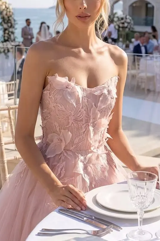 Glamorous Dusty Rose Sweetheart Strapless Sleeveless Tulle Wedding dresses Ankle Length With Pleats