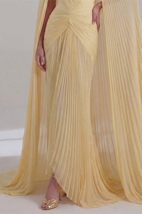 Timeless Daffodil Sweetheart Strapless Sleeveless Mermaid Prom Dresses Floor Length With Zipper Pleats