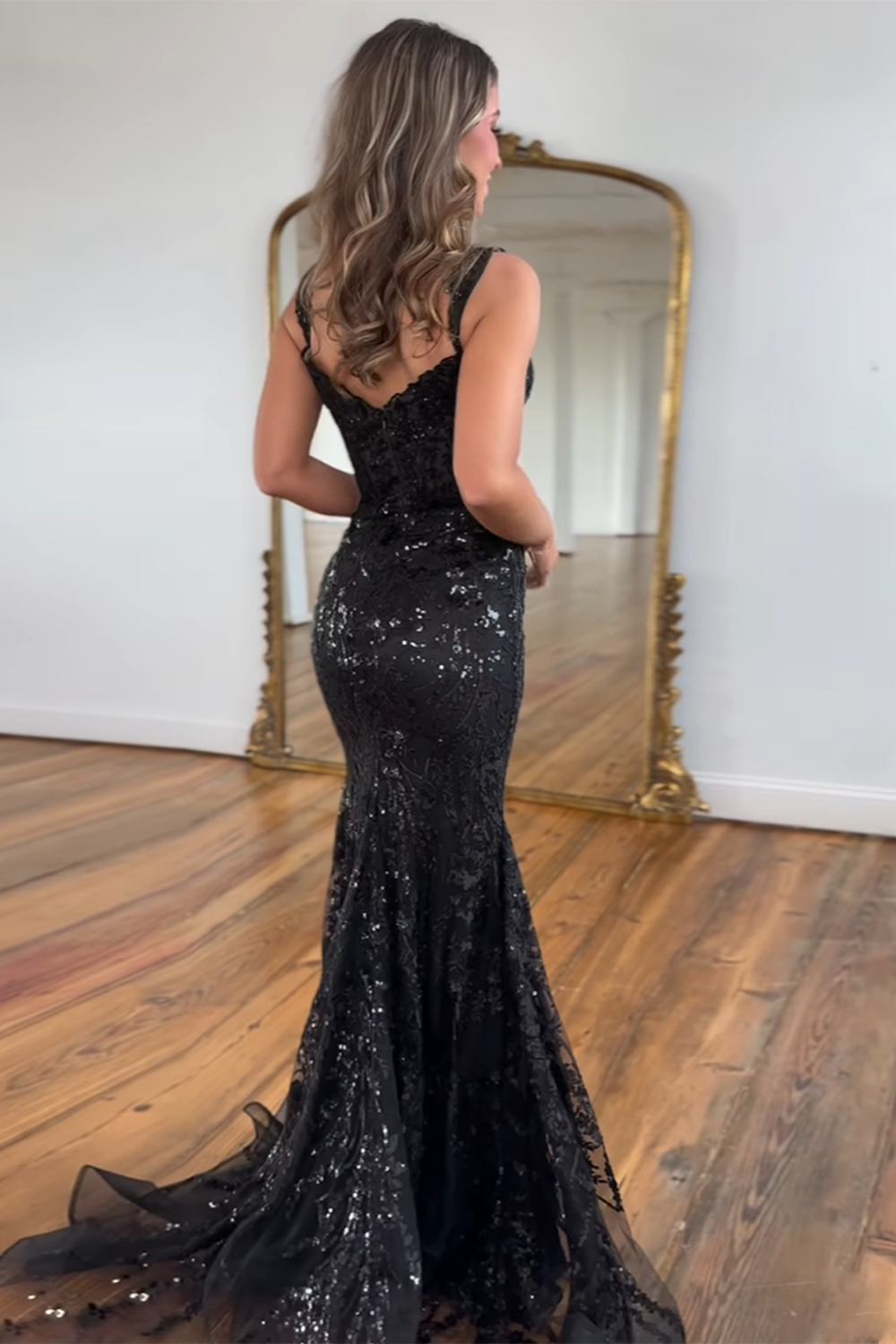 Sparkly Off the Shoulder Mermaid Sequins Long Prom Dress with Slit