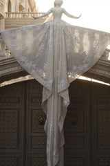 A line Ball Gown Sequins Long Sleeves Highneck Wedding Gown-showprettydress