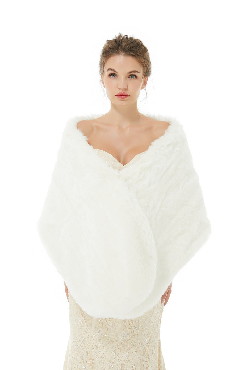 Adah - Winter Faux Fur Wedding Wrap-showprettydress