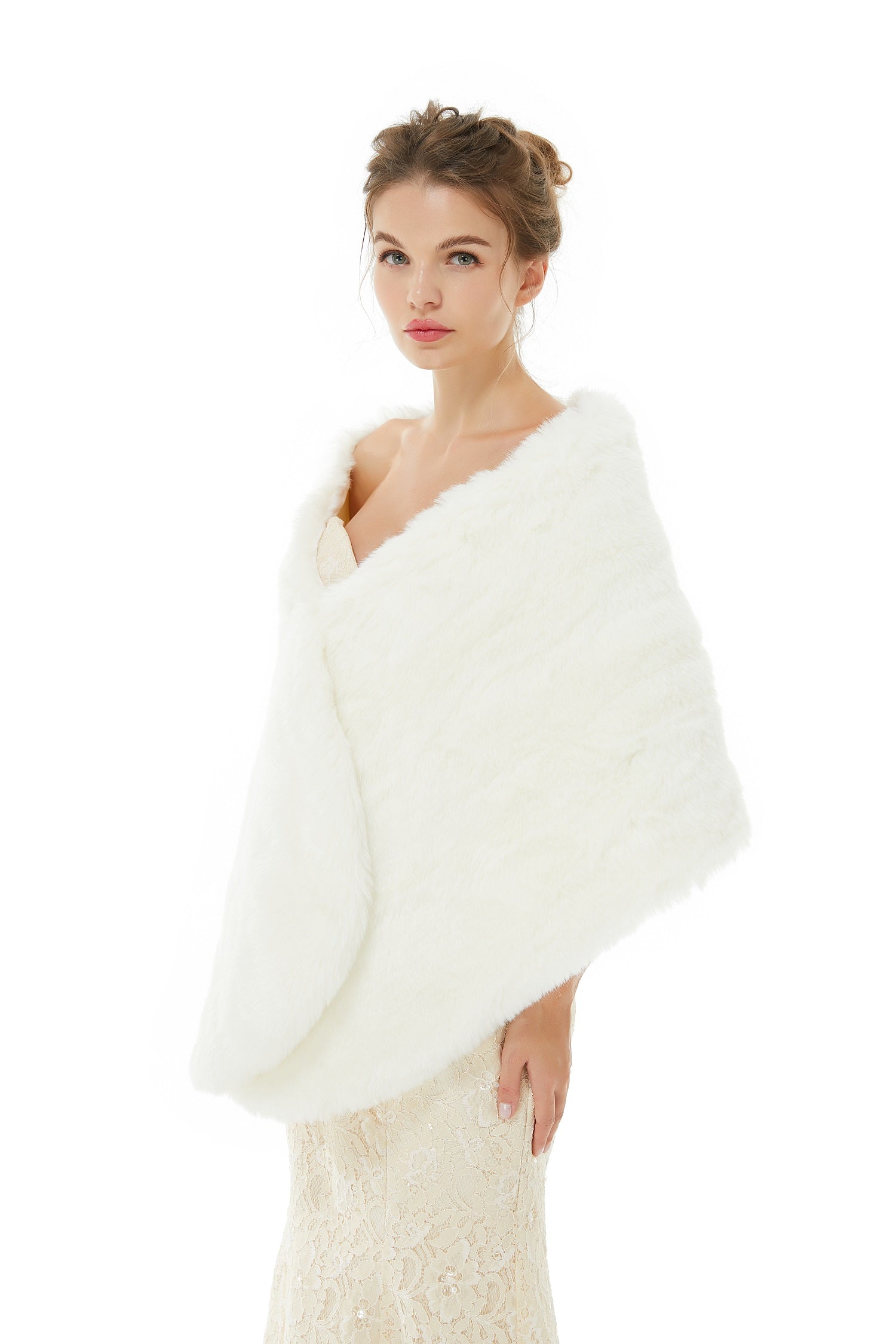 Adah - Winter Faux Fur Wedding Wrap-showprettydress