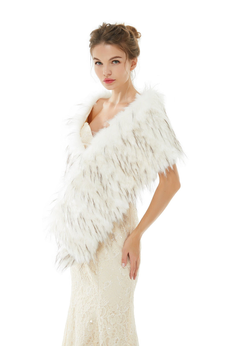 Adia - Winter Faux Fur Wedding Wrap-showprettydress