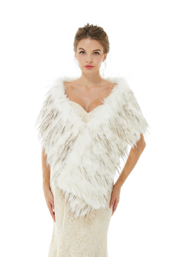 Adia - Winter Faux Fur Wedding Wrap-showprettydress