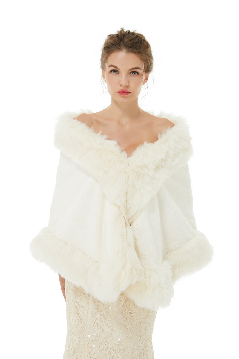 Alis- Winter Faux Fur Wedding Wrap-showprettydress