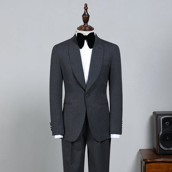 All Black One Button Slim Fit Wedding Suit For Grooms-showprettydress