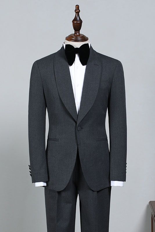 All Black One Button Slim Fit Wedding Suit For Grooms-showprettydress