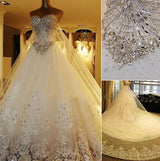 Amazing Bridal Dresses Sweetheart Appliques Crystal Beading Classic A Line Bridal Gowns-showprettydress