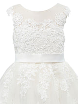 Amazing Jewel Neck Sleeveless Sash Kids Party Dresses-showprettydress