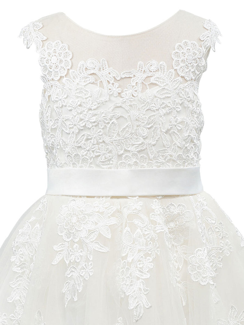 Amazing Jewel Neck Sleeveless Sash Kids Party Dresses-showprettydress
