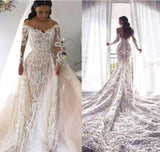 AmazingIvory Off the shoulder Lace Long Sleevess Wedding Dress-showprettydress