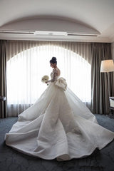 AmazingMermaid Lace Bowknot Wedding Bride Dress Detachable Overskirt Sleeve Bridal Dress-showprettydress